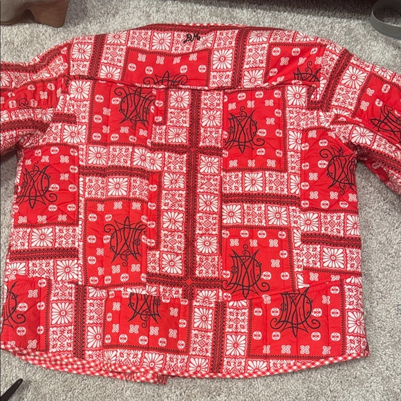 Red Patterned Women's Jacket - Picture 3 of 6